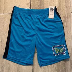Sleep On It Boys' Athletic Shorts in Bright Blue with Black Side Panels